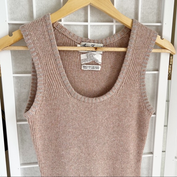 VTG Anne Fogarty Knits Pink Silver Metallic Sleeveless Maxi Sweater Dress Medium - Picture 2 of 7